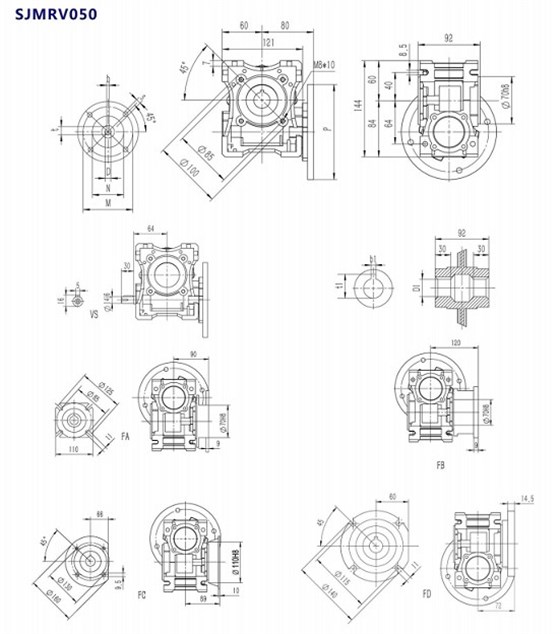 SJMRV050型號蝸輪蝸桿減速機產(chǎn)品安裝尺寸.jpg